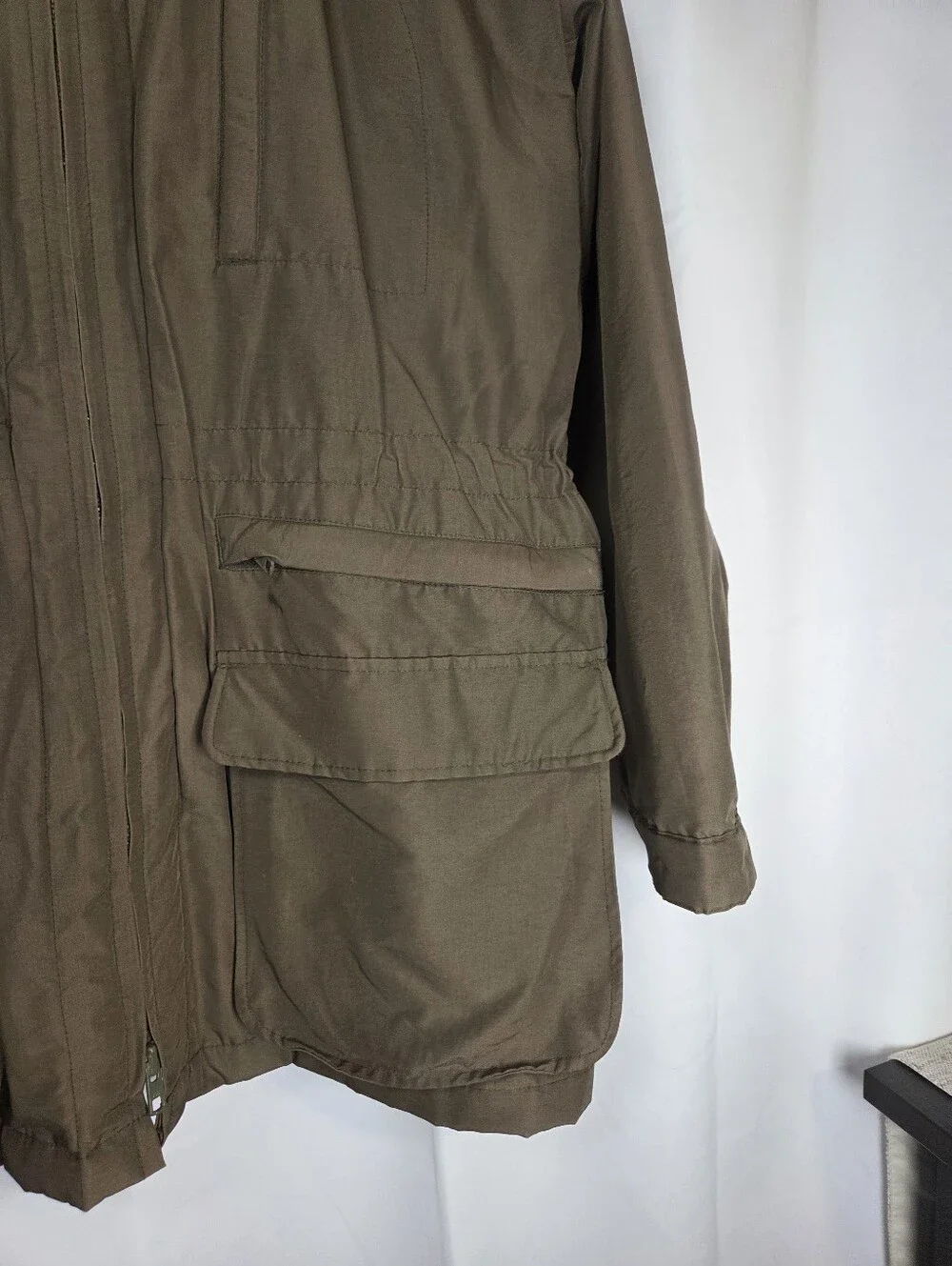 Vintage J Crew Military Brown Hooded Nylon Field Utility Jacket Coat Men's M